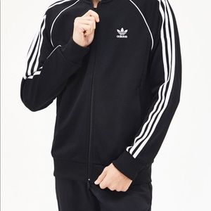 Adidas black 3 stripe track jacket